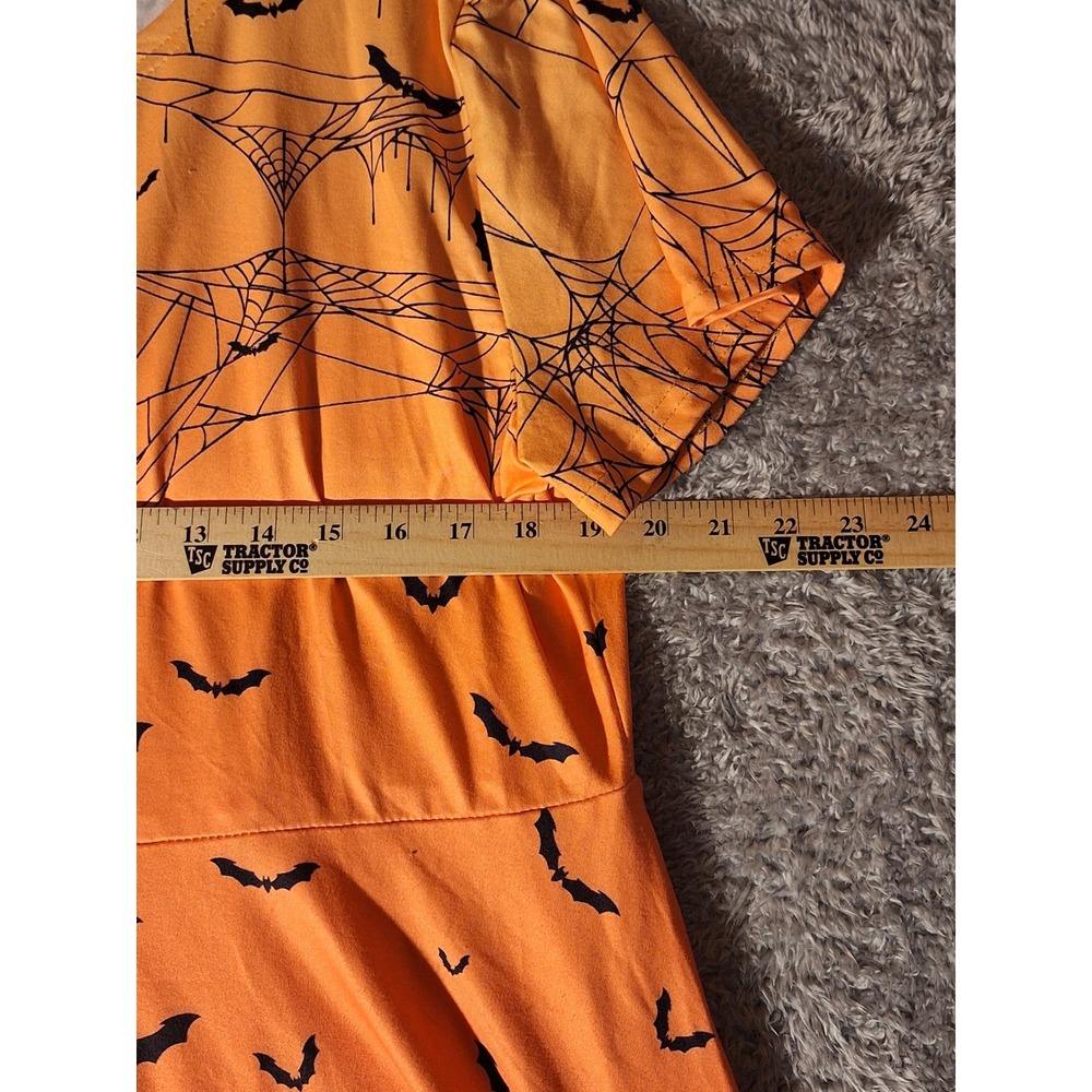 For G and PL Womens 2XL Halloween Dress Bats Haunted House A Line Orange Party - Picture 5 of 8